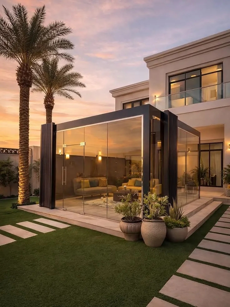 مجالس خارجية زجاجية فاخرةحي النرجس |تصميم وتركيب مجالس